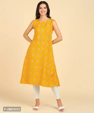 Womens Casual Wear Sleeveless Round Long Kurtis-thumb0