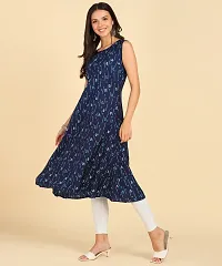 Womens Casual Wear Sleeveless Round Long Kurtis-thumb1