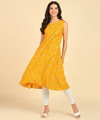 Womens Casual Wear Sleeveless Round Long Kurtis-thumb3