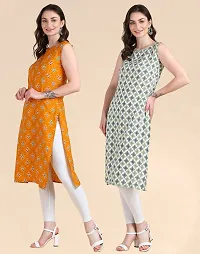 Womens Sleeveless Crepe Printed Kurta Pack Of 2-thumb1