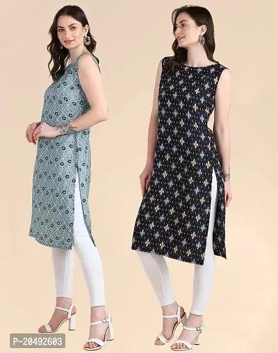 Womens Sleeveless Crepe Printed Kurta Pack Of 2-thumb4