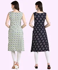 Womens Sleeveless Crepe Printed Kurta Pack Of 2-thumb2