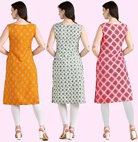 Womens Printed Crepe Sleeveless Kurti For Womens Pack Of 3-thumb1