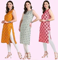 Womens Printed Crepe Sleeveless Kurti For Womens Pack Of 3-thumb2