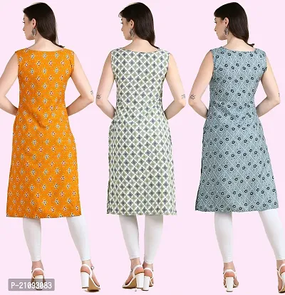 Womens Printed Crepe Sleeveless Kurti For Womens Pack Of 3-thumb3