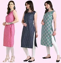 Womens Printed Crepe Sleeveless Kurti For Womens Pack Of 3-thumb1