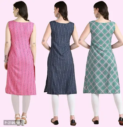 Womens Printed Crepe Sleeveless Kurti For Womens Pack Of 3-thumb3