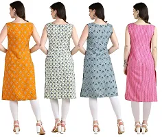 Womens Printed Crepe Sleeveless Kurti Combo Pack Of 4-thumb1