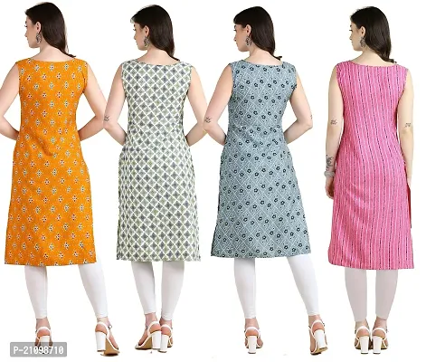 Womens Printed Crepe Sleeveless Kurti Combo Pack Of 4-thumb2