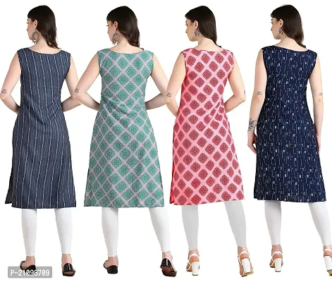 Womens Printed Crepe Sleeveless Kurti Combo Pack Of 4-thumb2