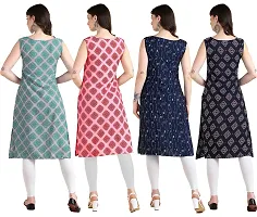 Womens Printed Crepe Sleeveless Kurti Combo Pack Of 4-thumb1