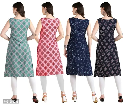 Womens Printed Crepe Sleeveless Kurti Combo Pack Of 4-thumb2