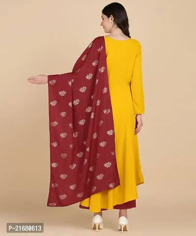 Round kurta With Foil Printed Dupatta Set-thumb2