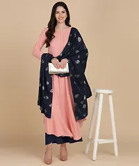 Round kurta With Foil Printed Dupatta Set-thumb4