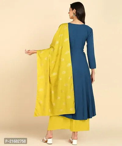 Round kurta With Foil Printed Dupatta Set-thumb3