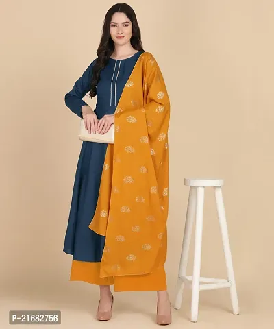 Round kurta With Foil Printed Dupatta Set-thumb4