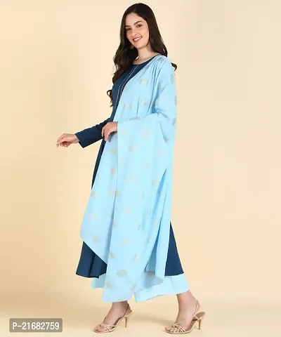 Round kurta With Foil Printed Dupatta Set-thumb4