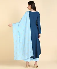 Round kurta With Foil Printed Dupatta Set-thumb4