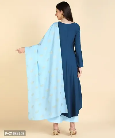 Round kurta With Foil Printed Dupatta Set-thumb5