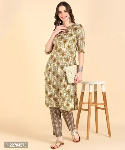 Womens Printed Cotton Kurti Wth Pant Set