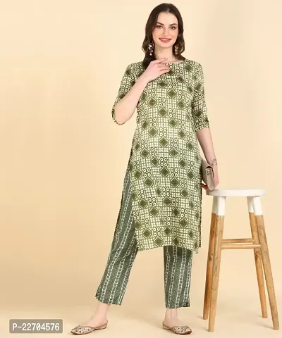 Womens Printed Cotton Kurti Wth Pant Set