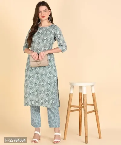 Womens Printed Cotton Kurti Wth Pant Set