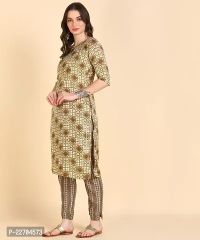 Womens Printed Cotton Kurti Wth Pant Set-thumb3