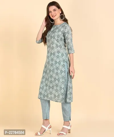 Womens Printed Cotton Kurti Wth Pant Set-thumb3