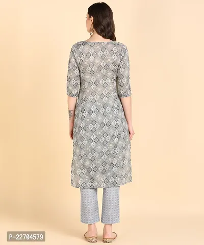 Womens Printed Cotton Kurti Wth Pant Set-thumb2