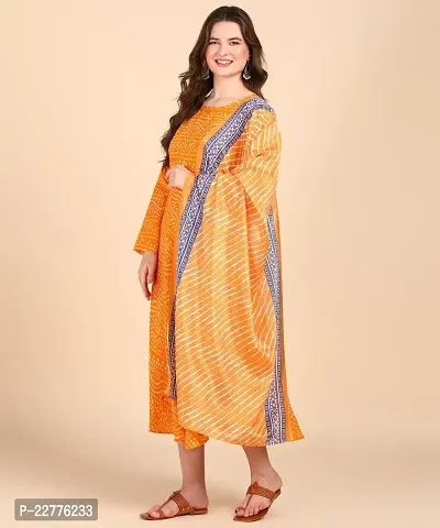 Womens Cotton Printed Anarkali Kurti With Dupatta-thumb2