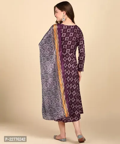 Womens Cotton Printed Anarkali Kurti With Dupatta-thumb3