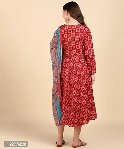 Womens Cotton Printed Anarkali Kurti With Dupatta-thumb2