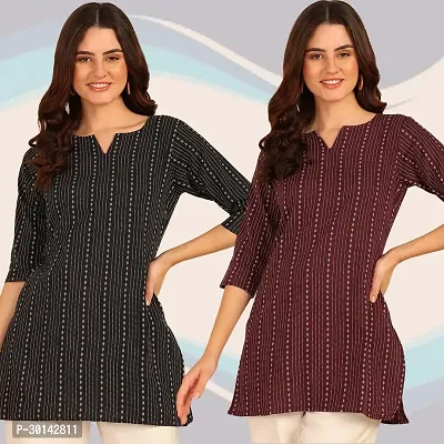 Stylish Cotton Short Kurti for Women ( pack of 2 )-thumb0