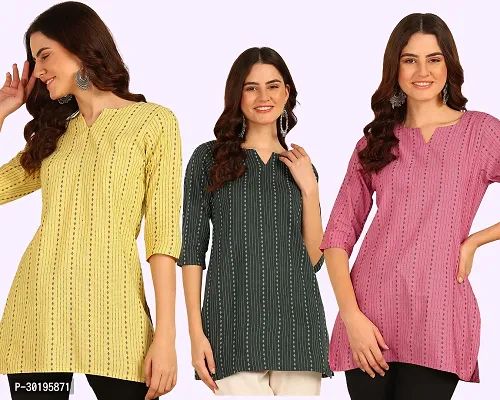 Stylish Cotton Short Kurti for Women Pack of 3