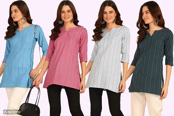 Stylish Cotton Short Kurti for Women Pack of 4-thumb0