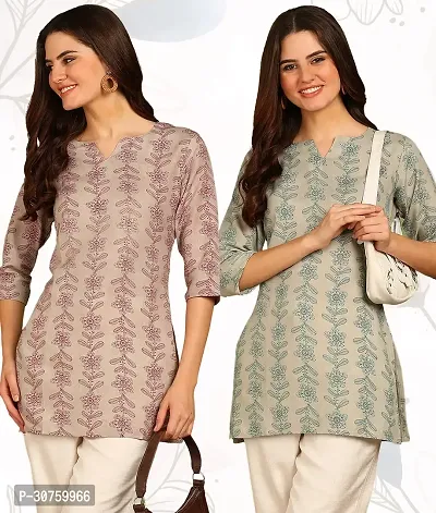 Trendy Printed Short Kurti  for Women Pack of 2