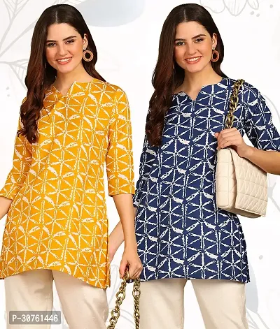 Trendy Printed Short Kurti  for Women Pack of 2-thumb0