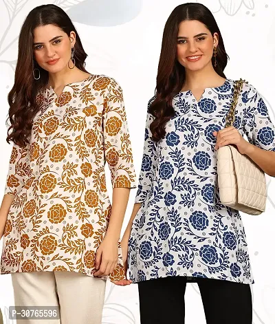 Trendy Printed Short Kurti  for Women Pack of 2-thumb0