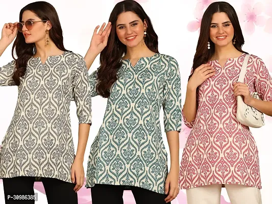 Stylish Rayon Short Kurti for Women ( Pack of 3)-thumb0