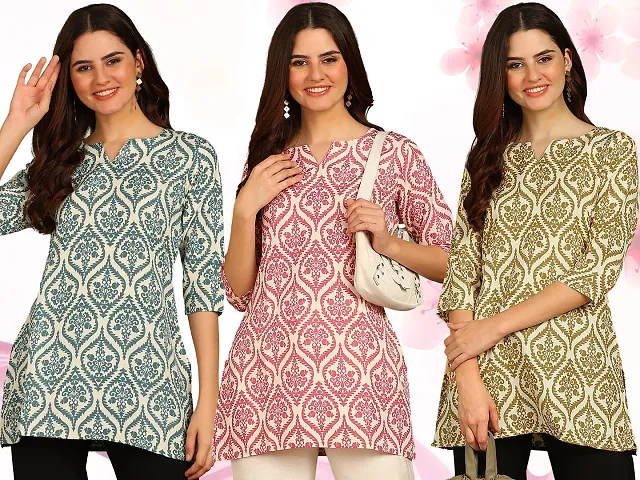 Stylish Rayon Short Kurti for Women ( Pack of 3)