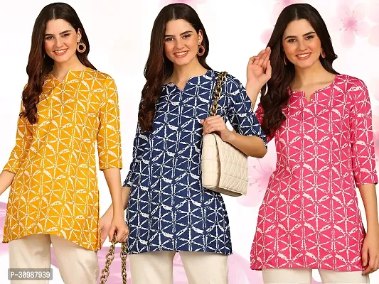 Stylish Rayon Short Kurti for Women ( Pack of 3)-thumb0