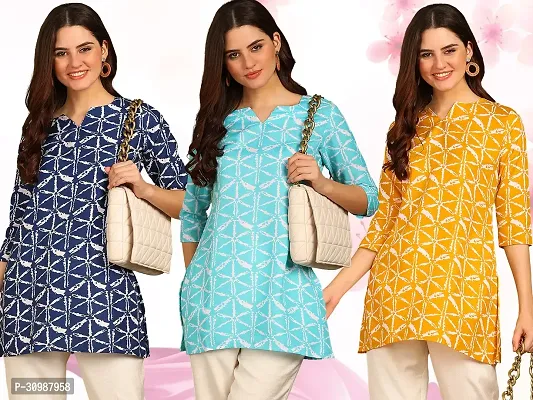 Stylish Rayon Short Kurti for Women ( Pack of 3)-thumb0