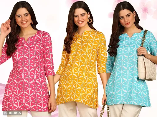 Stylish Rayon Short Kurti for Women ( Pack of 3)