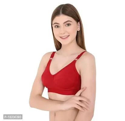 Stylish Maroon Cotton Blend Solid Bras For Women