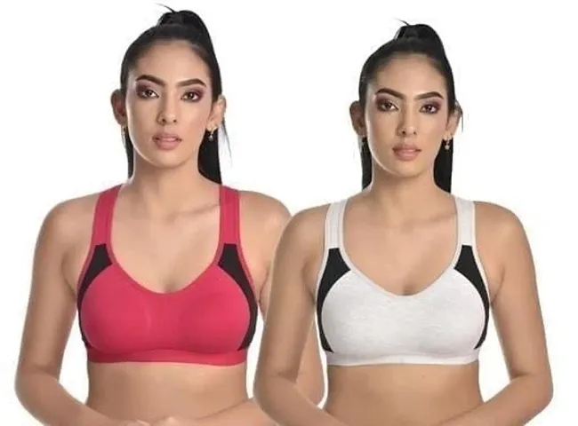 Cotton Sport/Gym Non-Padded Gym/Recerback Sport Exercise Daily Cotton T-Shirt Bra for Women Girls | Women Non Padded Full Coverage Sports Bra