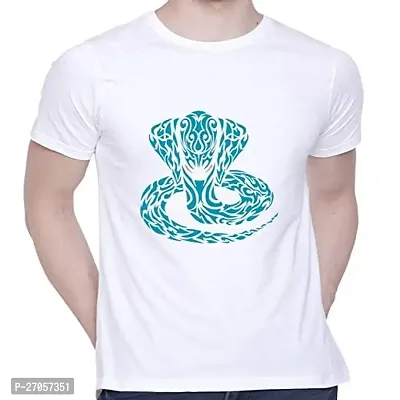 Comfortable White Cotton Blend Printed Round Neck Tees For Men-thumb0