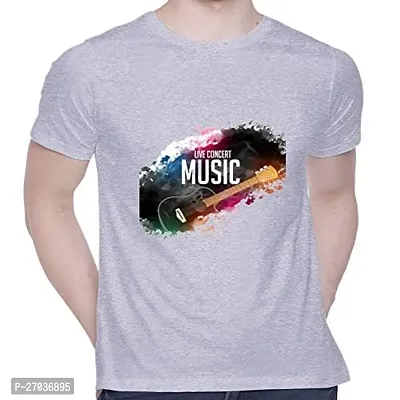 Comfortable Grey Cotton Blend T-shirt For Men