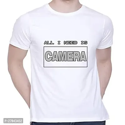 Comfortable White Cotton Blend Printed T-shirt For Men-thumb0