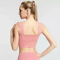 GROPOZreg; Women's Polyamide, Nylon  Spandex Seamless Lightly Padded Under Wired Imported Sports Bra (34, Peach)-thumb2