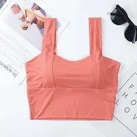 GROPOZreg; Women's Polyamide, Nylon  Spandex Seamless Lightly Padded Under Wired Imported Sports Bra (34, Peach)-thumb3